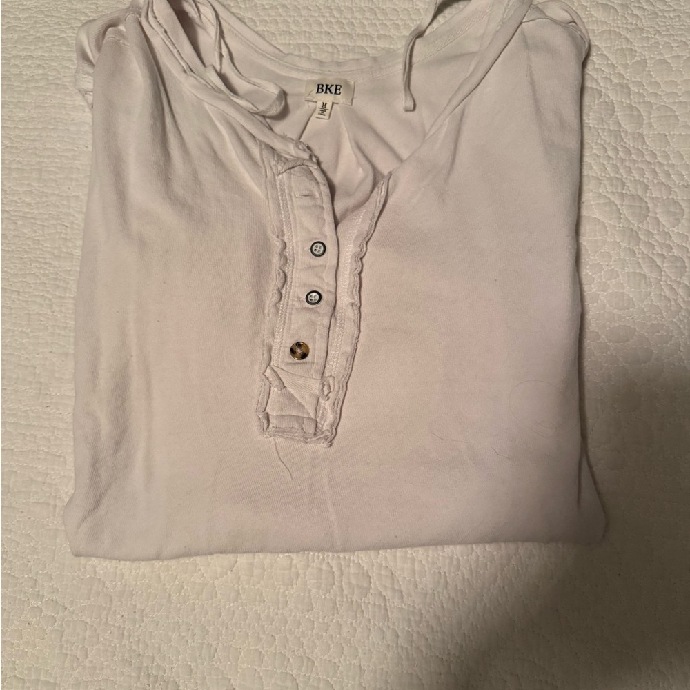BKE White Half Button-Up Shirt